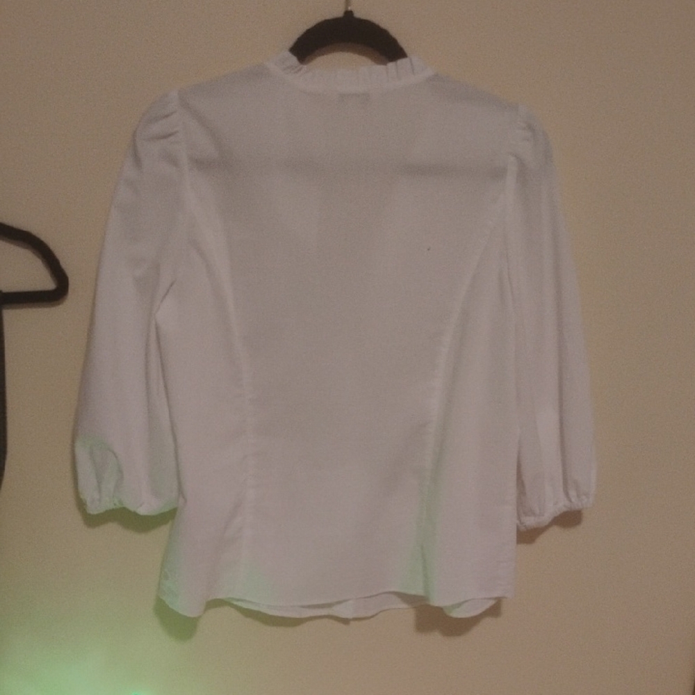 Nanette Lepore White Ruffled Collar Button-Front Blouse - Picture 4 of 4